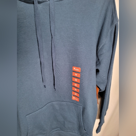NWT MUUV medium tunic length oversized hoodie in a deep blue.  Unisex. - Picture 3 of 7